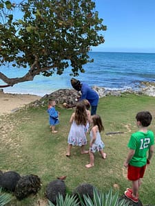 George sharing coconut